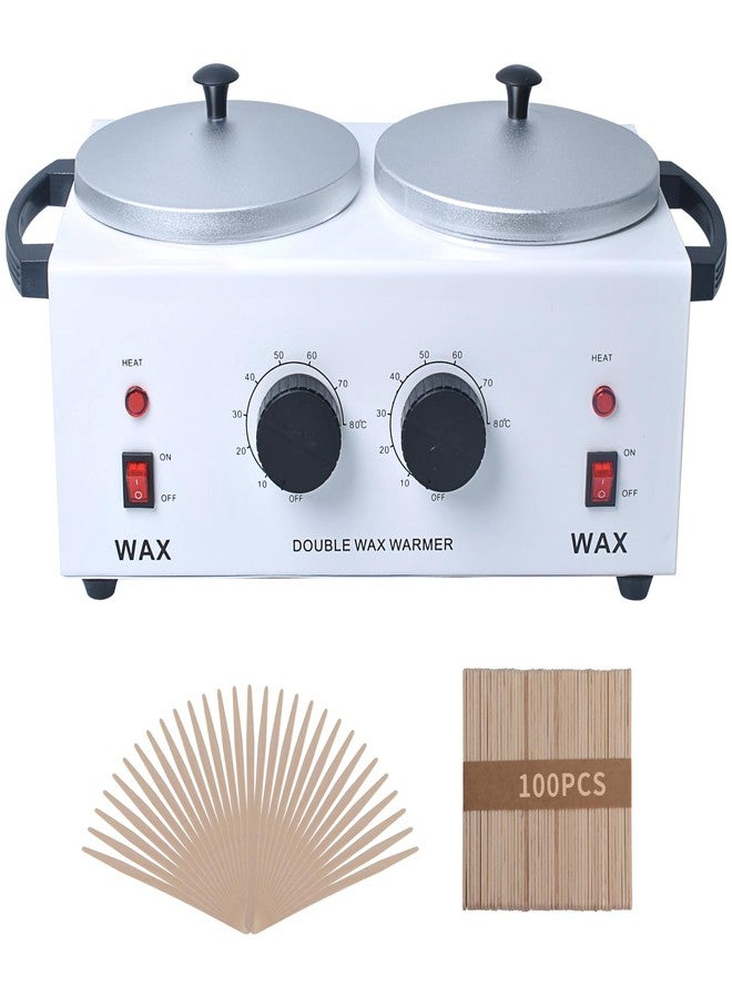 MCCKLE Double Wax Warmer Professional，Wax pot for Hair Removal with Adjustable Temperature Set, Portable Professional Wax Heater for spa and Salon,Body with 200pcs Wax Sticks - Image 1